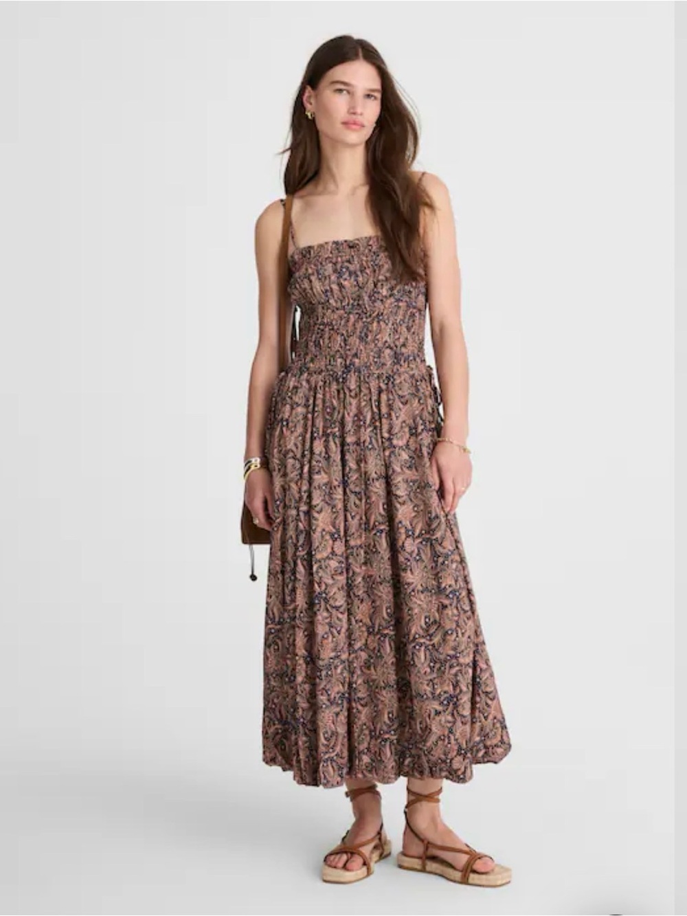 Madewell Brown Paisley Midi Dress
